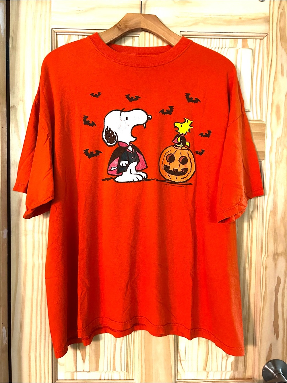Peanuts VTG Orange Snoopy & Woodstock Halloween Tee